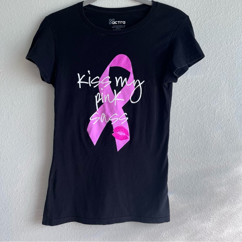 Kiss My Pink Sass breast cancer awareness pink ribbon tee